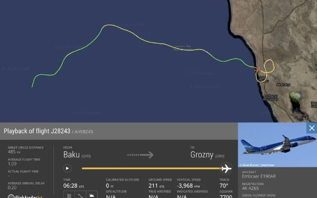 FlightRadar24 təyyarə qəzası ilə bağlı məlumatları yenilədi (FOTO)