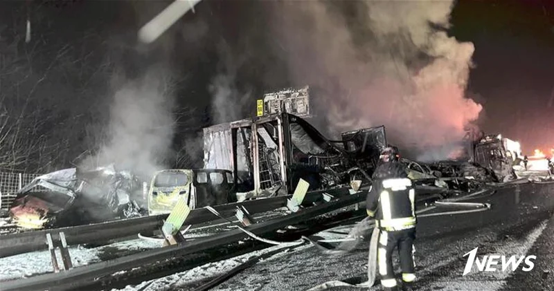 В Японии в массовом ДТП столкнулись более 50 автомобилей