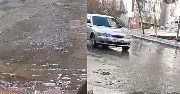 Коммунальное бедствие: двор детсада и улица в Баку превратились в озеро