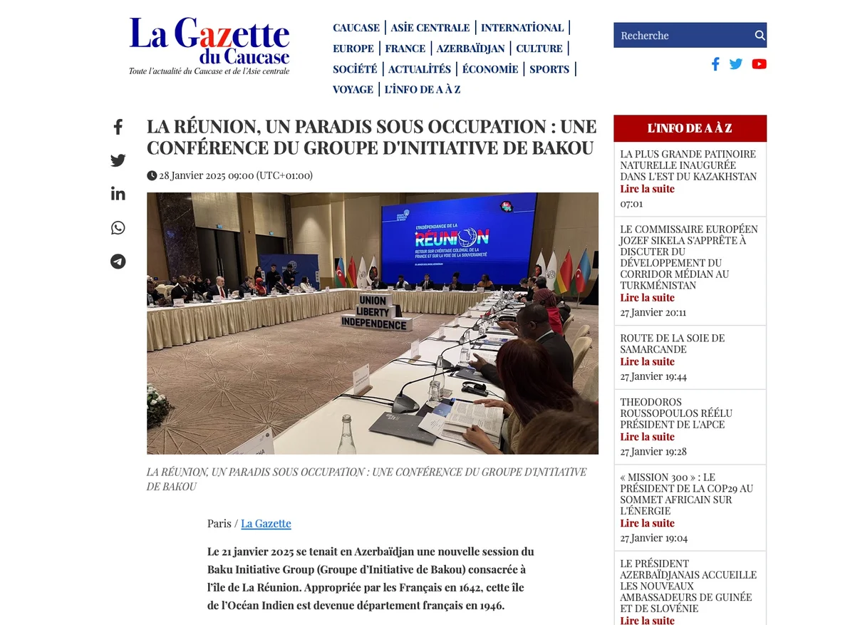 La Gazette du Caucase высоко оценило усилия Бакинской инициативной группы в борьбе с французским колониализмом