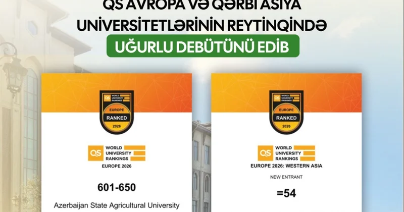 ® ADAU “QS Avropa” və Qərbi Asiya universitetlərinin reytinqində uğurlu debüt edib