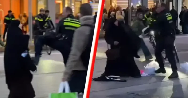 Polisdən hicablı qadına qarşı ağlasığmaz davranış VİDEO