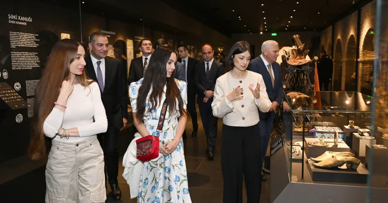 Leyla Əliyeva və Arzu Əliyeva Şəkidə tarixi memarlıq abidələrinin bərpadan sonra açılışında iştirak ediblər