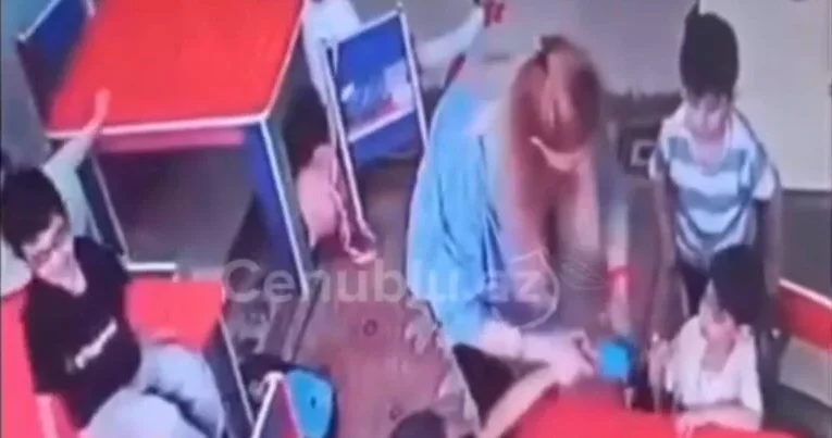 Lənkəranda müəllimə məktəbəqədər hazırlıq kursunda uşağı döyüb VİDEO