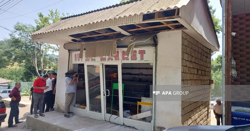 Lənkəranda mağazada partlayış olub ,satıcı xəsarət alıb FOTO