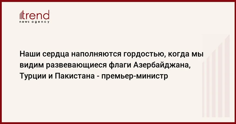 Наши сердца наполняются гордостью, когда мы видим развевающиеся флаги Азербайджана, Турции и Пакистана премьер министр