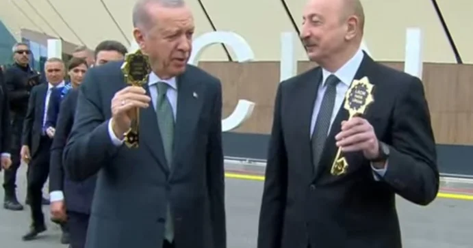 İlham Əliyevlə Ərdoğan Laçın hava limanının açılışını etdi Video