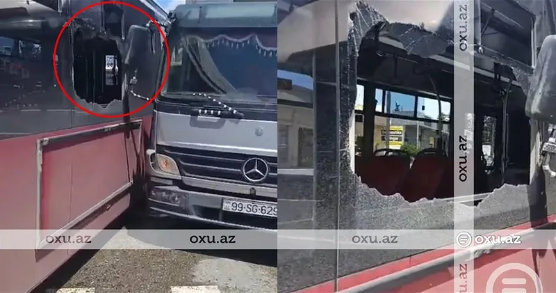 В Баку столкнулись автобус и грузовик ВИДЕО