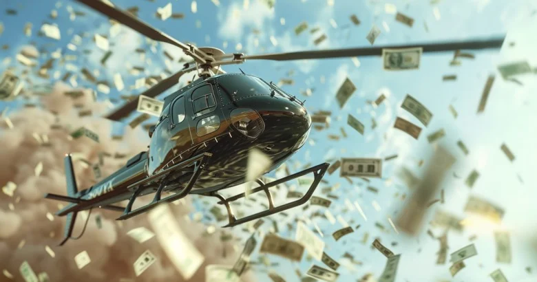 Bu ölkədə helikopterdən PUL YAĞDIRILDI