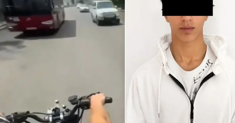 Bakıda yol hərəkəti qaydalarını pozan motosikletçi saxlanıldı
