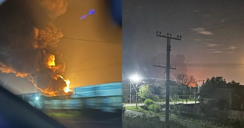 Krasnodar diyarında Neft Emalı Zavoduna dronlar hücum edib, güclü yanğın başlayıb