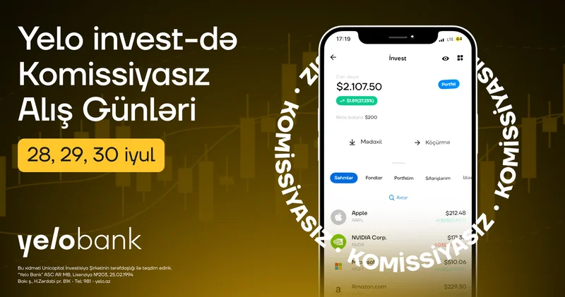 Yelo invest də “Komissiyasız alış günləri” başladı!