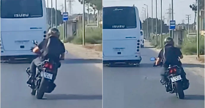 Motosikletlə “sağ sol” edib yol boyu təhlükə yaratdı 99 L 814 VİDEO
