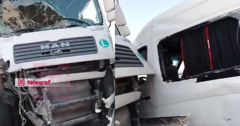 Şəmkirdə "TIR" mikroavtobusla toqquşdu VİDEO