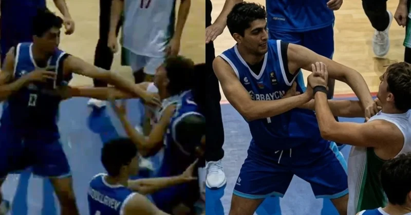 Azərbaycanın qələbəsindən sonra basketbolçular arasında dava VİDEO