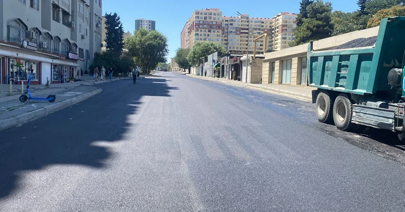 Yasamalda genişmiqyaslı asfaltlanma işləri aparılır Fotolar