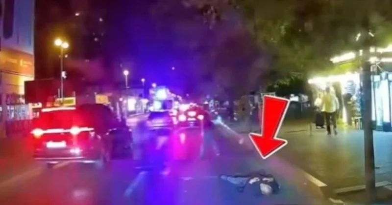 Bakıda piyada maşının altına uzandı Video