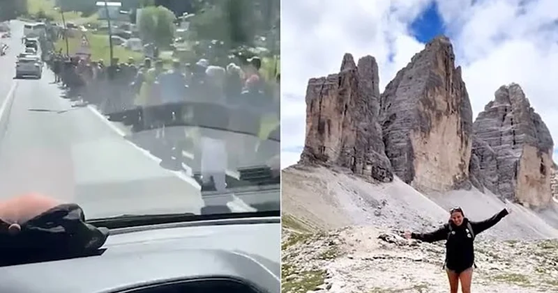 Böyük növbələr və izdiham: Blogerlər Dolomitlərdə turist axınına səbəb oldu (FOTO/VİDEO)