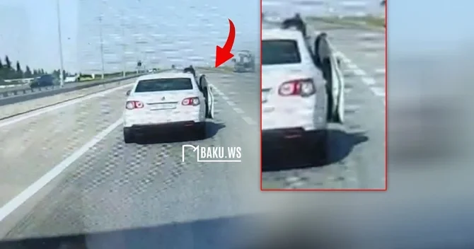 Bakı Ələt yolunda XOŞAGƏLMƏZ HAL Qapını açıb zibili çölə atdı