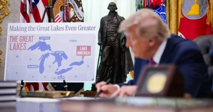 Ticarət müharibəsində gözlənilməz bir addım: Tramp Ontario gölünü Amerika gölü adlandırdı