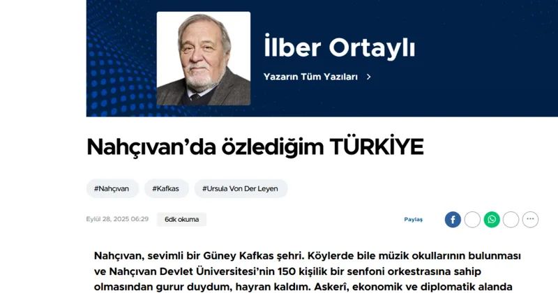 Türkiyəli tarixçi: Naxçıvanda gördüklərim məni valeh etdi və qürurlandırdı