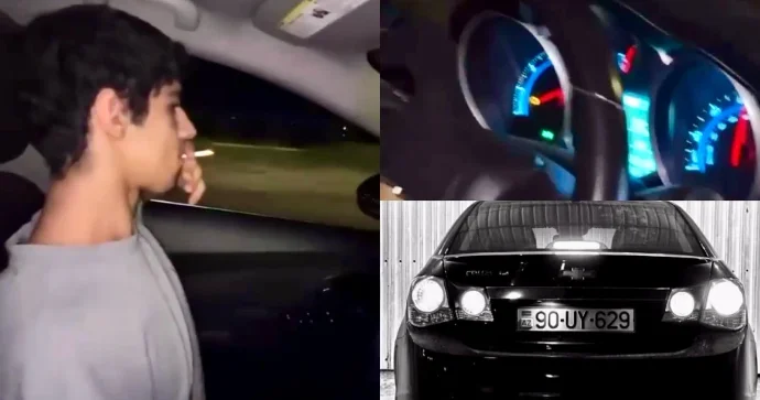 Sürət həddini aşan gənc sürücü digər maşınla yarışaraq “şou” göstərdi VİDEO