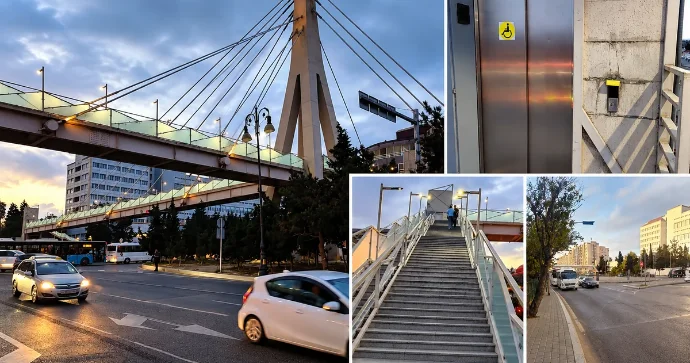 Şamaxinka da piyada körpüsündə lift iki aydan çoxdur işləmir FOTO VİDEO