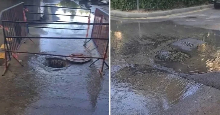 Прорыв трубы питьевого водоснабжения в Баку не устраняют неделю: вода разрушает дорожное покрытие