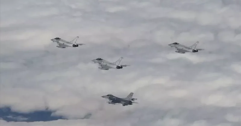 Турецкие F 16 сопроводили британские истребители Eurofighter ВИДЕО