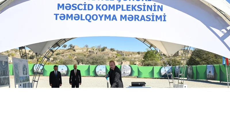 Prezident İlham Əliyev Cəbrayıl şəhər məscidinin təməlini qoyub
