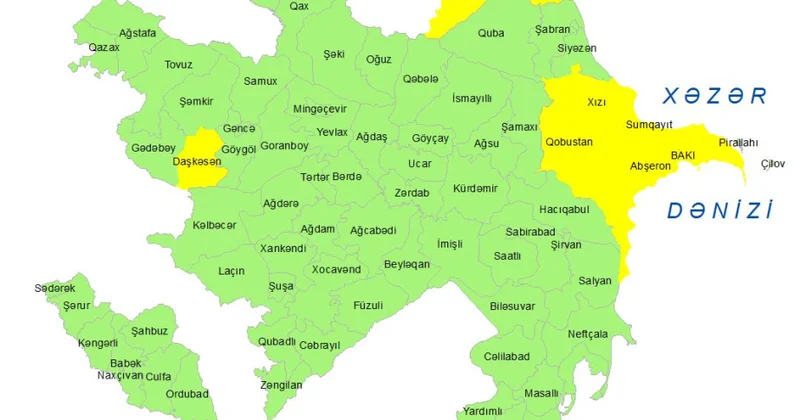 Bakıda və bəzi bölgələrdə küləkli hava ilə bağlı sarı xəbərdarlıq