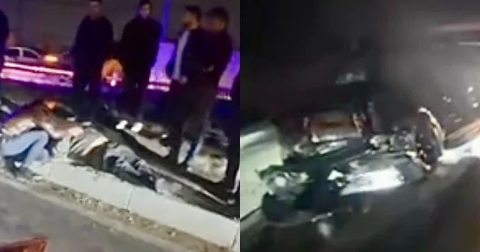 Mehdiabadda qəza: “Range Rover” “Mercedes”ə çırpıldı, sürücüsü ağır yaralandı VİDEO