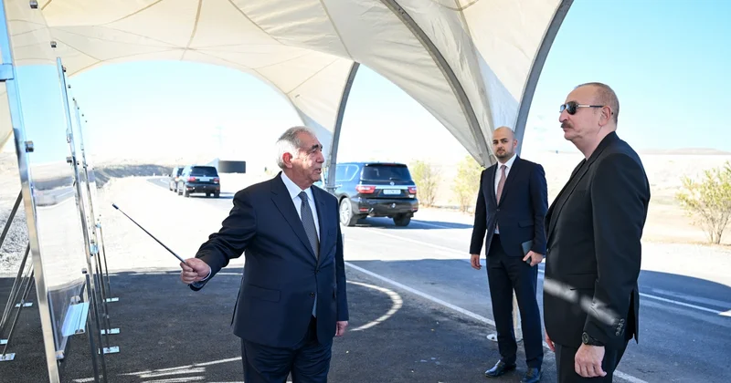 Prezident Cəbrayılda Şəfəq Günəş Elektrik Stansiyasına gedən avtomobil yolunun açılışında iştirak edib