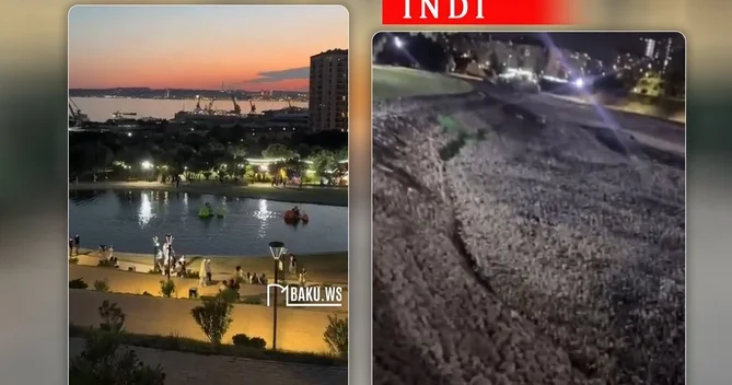 Bakıda məşhur parkda süni göl qurudulub SƏBƏB