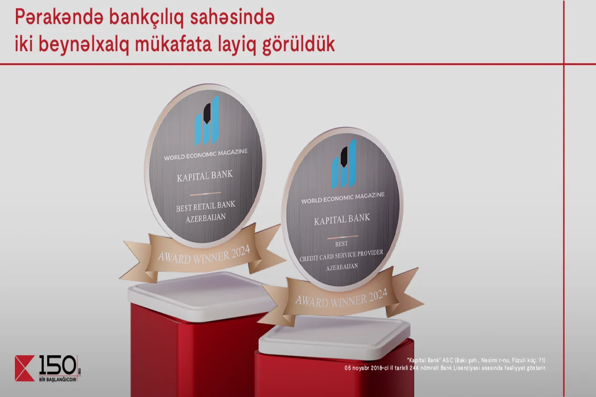 Kapital Bank pərakəndə bankçılıq sahəsində iki beynəlxalq mükafata layiq görülüb