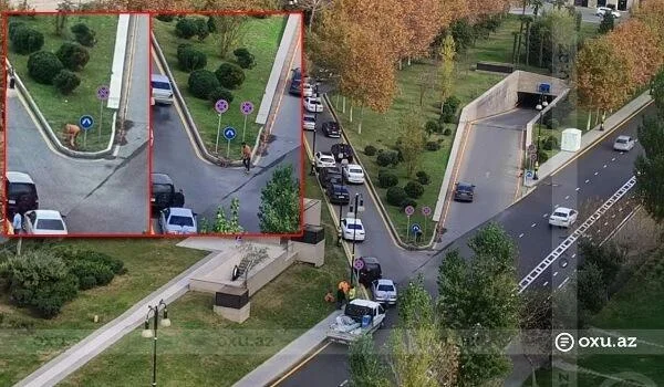 Bakıda bu yolda yeni qadağa nişanları qoyuldu FOTO