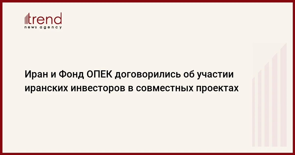 Иран и Фонд ОПЕК договорились об участии иранских инвесторов в совместных проектах