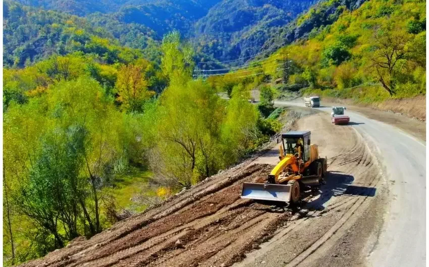 SuqovuşanSərsəng su anbarıQozlukörpüKəlbəcər avtomobil yolunun inşası davam edir