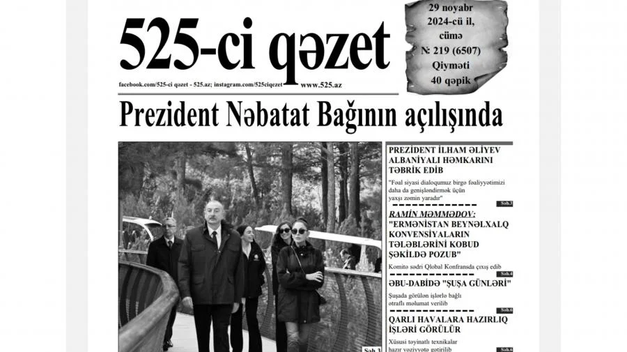 525ci qəzet “525ci qəzet”in 29 noyabr sayında nələr var? ANONS