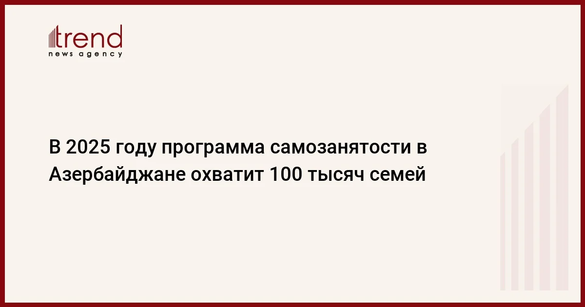 В 2025 году программа самозанятости в Азербайджане охватит 100 тысяч семей