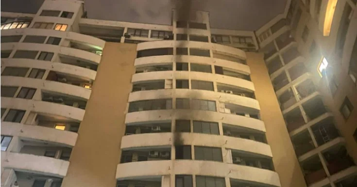 Nərimanovda bina yanır, sakinlər təxliyə edildi Fotolar+Yenilənib