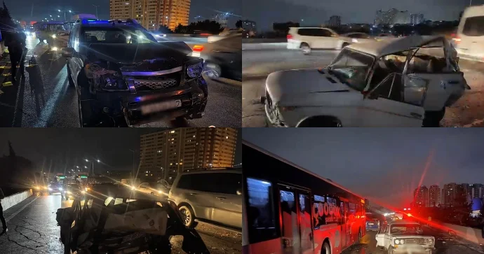 Nasaz avtomobil zəncirvari qəzaya səbəb oldu Xəsarət alan var VİDEO