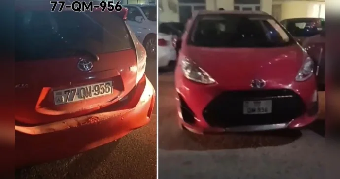 Taksi sürücüsü maşını yolun ortasına atıb getdi: Hərəkət məhdudlaşdı VİDEO