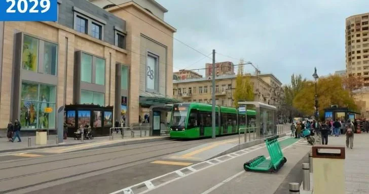 Tramvay xətti 28 May ərazisində belə görünəcək FOTO