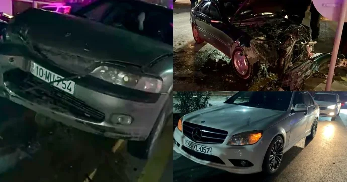 Qadın sürücü zəncirvari qəzaya səbəb oldu, özü isə yaralandı VİDEO