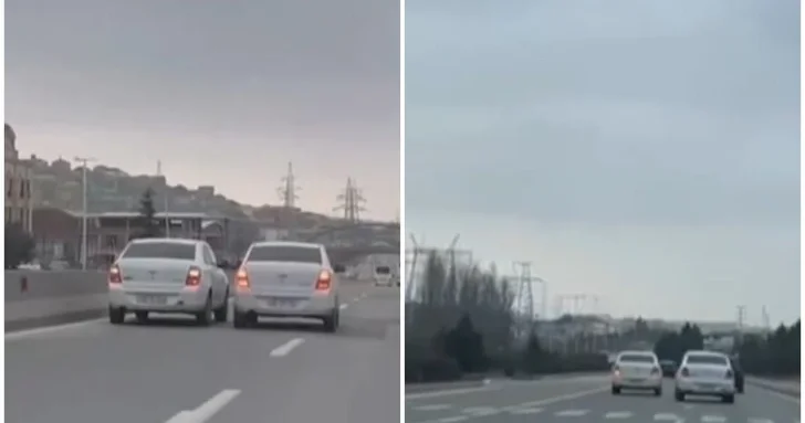 Водители устроили гонки на оживленном шоссе Баку Шамахы
