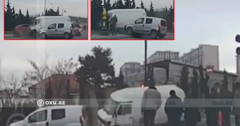 Bakıda yük avtomobilinin səbəb olduğu zəncirvari qəzanın anbaan görüntüləri