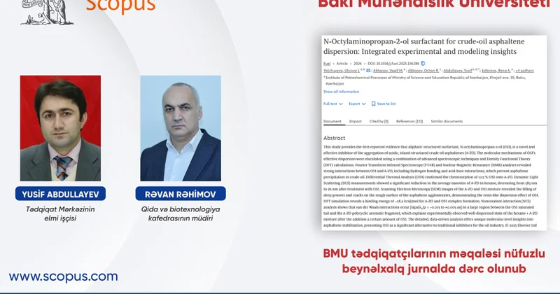 BMU alimlərinin məqaləsi Q1 kateqoriyalı beynəlxalq jurnalda yayımlanıb