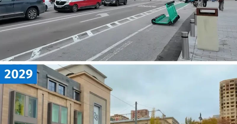 Современный трамвай в центре Баку Будущее рядом / ФОТОВИЗУАЛИЗАЦИЯ