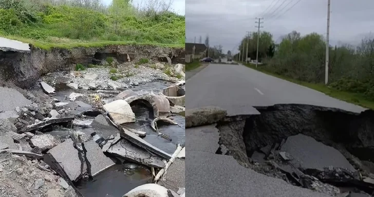 Почти месяц без ремонта: дорога Хачмаз Худат Ялама разрушена